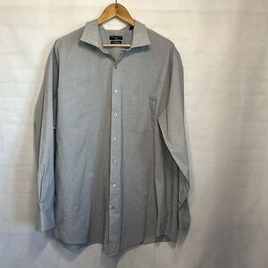 SHAQUILLE O’NEAL Shirt Mens size XLG Big Fit Grey Long Sleeves Collared 18 1/2